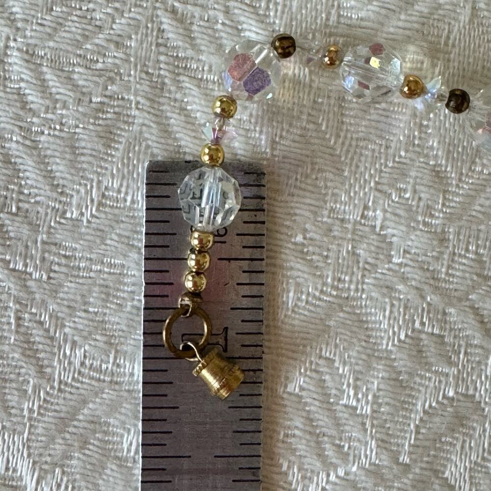Vintage 1920s 23" Art Deco Graduated AB Crystal Faceted and Gold Beads Necklace - Picture 6 of 12
